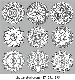 Simple Mandala Flower Pattern for Create Adult Coloring Book Page, DIY Project, Crafting, Relaxation, Meditation, Art and Color Therapy