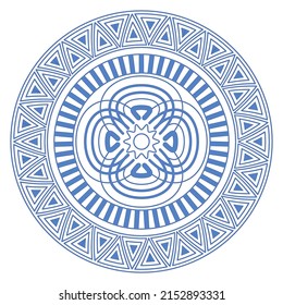 A simple mandala with a geometric pattern on a white background. Decorative element for design. Coloring book for children and adults