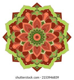 A simple mandala with a geometric pattern on a white background. Decorative element for design.