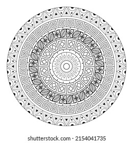 A simple mandala with a geometric pattern on a white background. Decorative element for design. Coloring book for children and adults