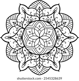 Simple mandala for KDP book interior. Beautiful picture for coloring