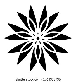 Simple mandala line art. Vector eps10. Isolated on white, round element.