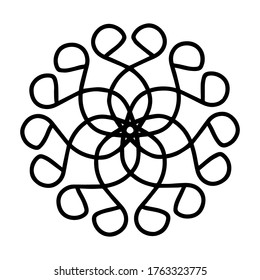 Simple mandala line art. Vector eps10. Isolated on white, round element.