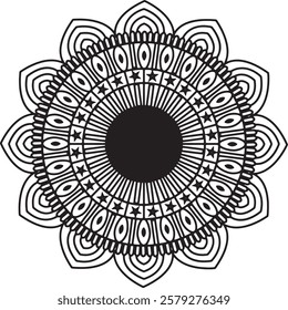 Simple Mandala Mehndi style. Decorative pattern in oriental style. Coloring book page design.