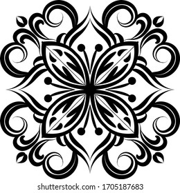 Sencillo Mandala sobre fondo blanco aislado en color negro. Mandala dibujada a mano.