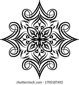 Simple Mandala on white isolated background in black color. Decorative hand drawn mandala.
