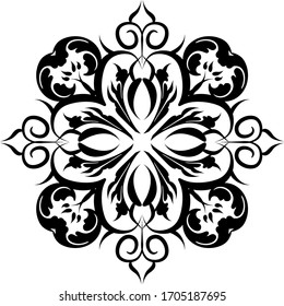 Simple Mandala on white isolated background in black color. Decorative hand drawn mandala.
