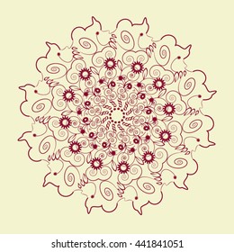 simple mandala on yellow background