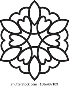 Simple mandala ornament design with heart shape inside.