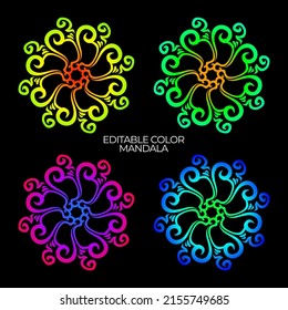 Ornamento simple de Mandala, Set de flores, Vector Mandala, Floral, Oriental, página del libro