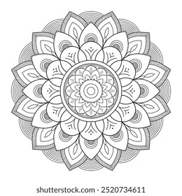 Simples mandala esboço redondo flor modelo. bela arte mandala para colorir livro e festival. ilustração padrão de arte de linha.
