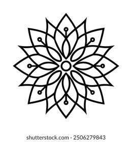 Simple Mandala Pattern Outline Design Coloring Book Page - Elegant Vector Illustration for Art and Craft Projects
