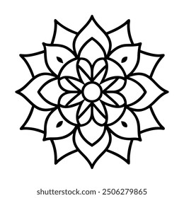 Simple Mandala Pattern Outline Design Coloring Book Page - Elegant Vector Illustration for Art and Craft Projects