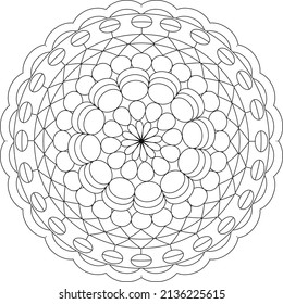 Simple mandala for relaxation. Flower mandala meditation coloring. Decorative ornament in ethnic oriental style, round shape and patterns for background and coloring book pages.