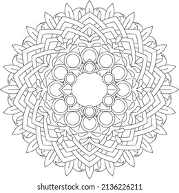 Einfache Mandala zum Entspannen. Blumenmandala Meditation Färbung. Dekorative Ornamente im ethnisch-orientalischen Stil, runde Formen und Muster für Hintergrund- und Farbbuchseiten.