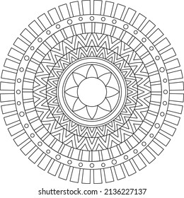 Simple mandala for relaxation. Flower mandala meditation coloring. Decorative ornament in ethnic oriental style, round shape and patterns for background and coloring book pages. svg