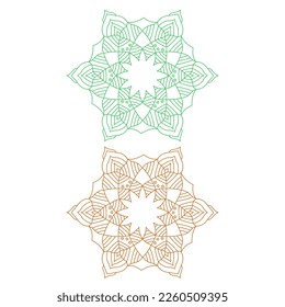 SIMPLE MANDALA SET GREEN, BROWN ART, LOGO ISOLATED ON WHITE