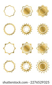 a simple mandala set ornament variation with a combination of gold outline and fill. flat design style. suitable for background templates, name cards, invitations, banners, flyers, frames, medals etc.