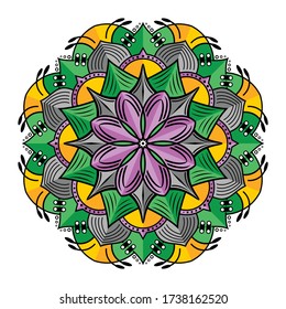 Simple mandala with several colors. Mandala vector. Mandala Circle