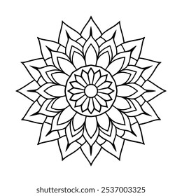 Forma Mandala simples para colorir - preto e branco Design de arte linha