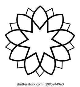 Simple Mandala Shape for Coloring Book. For Beginner, seniors and children. Hand Draw. Vector Mandala. Floral. Flower. Oriental. Book Page. Decoration in ethnic oriental. Outline.