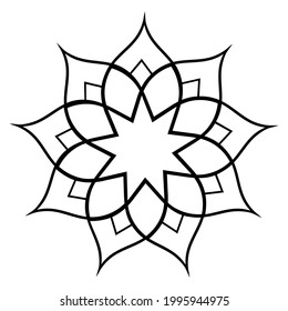 Simple Mandala Shape for Coloring Book. For Beginner, seniors and children. Hand Draw. Vector Mandala. Floral. Flower. Oriental. Book Page. Decoration in ethnic oriental. Outline.