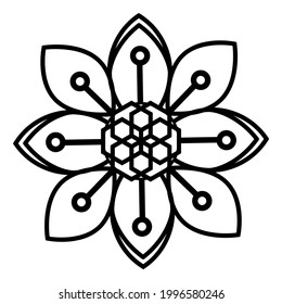 Sencilla forma de Mandala para colorear el libro. Para principiantes, mayores y niños. Dibujo manual. Vector Mandala. Floral. Flor. Oriental. Página Libro. Decoración étnica oriental. Esquema.