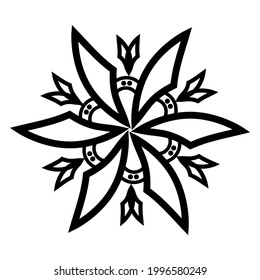 Simple Mandala Shape for Coloring Book. For Beginner, seniors and children. Hand Draw. Vector Mandala. Floral. Flower. Oriental. Book Page. Decoration in ethnic oriental. Outline.