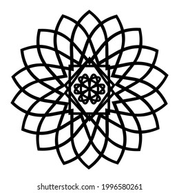 Simple Mandala Shape for Coloring Book. For Beginner, seniors and children. Hand Draw. Vector Mandala. Floral. Flower. Oriental. Book Page. Decoration in ethnic oriental. Outline.