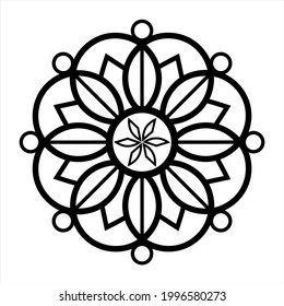 Simple Mandala Shape for Coloring Book. For Beginner, seniors and children. Hand Draw. Vector Mandala. Floral. Flower. Oriental. Book Page. Decoration in ethnic oriental. Outline.