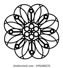 Simple Mandala Shape for Coloring Book. For Beginner, seniors and children. Hand Draw. Vector Mandala. Floral. Flower. Oriental. Book Page. Decoration in ethnic oriental. Outline.