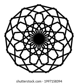 Simple Mandala Shape for Coloring Book. For Beginner, seniors and children. Hand Draw. Vector Mandala. Floral. Flower. Oriental. Book Page. Decoration in ethnic oriental. Outline.
