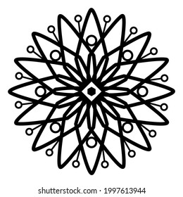 Simple Mandala Shape for Coloring Book. For Beginner, seniors and children. Hand Draw. Vector Mandala. Floral. Flower. Oriental. Book Page. Decoration in ethnic oriental. Outline.