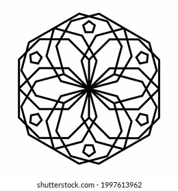 Simple Mandala Shape for Coloring Book. For Beginner, seniors and children. Hand Draw. Vector Mandala. Floral. Flower. Oriental. Book Page. Decoration in ethnic oriental. Outline.
