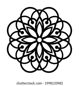 Sencilla forma de Mandala para colorear el libro. Para principiantes, mayores y niños. Dibujo manual. Vector Mandala. Floral. Flor. Oriental. Página Libro. Decoración étnica oriental. Esquema.