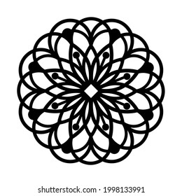 Simple Mandala Shape for Coloring Book. For Beginner, seniors and children. Hand Draw. Vector Mandala. Floral. Flower. Oriental. Book Page. Decoration in ethnic oriental. Outline.
