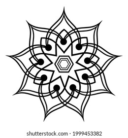 Simple Mandala Shape for Coloring Book. For Beginner, seniors and children. Hand Draw. Vector Mandala. Floral. Flower. Oriental. Book Page. Decoration in ethnic oriental. Outline.