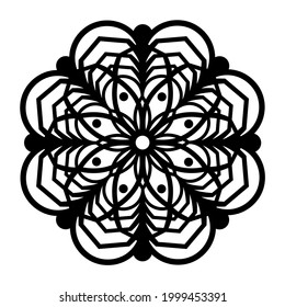 Einfache Mandala Form zum Färben von Büchern. Für Anfänger, Senioren und Kinder. Handgezeichnet. Vektor Mandala. Blume. Blume. Orientalisch. Buchseite. Dekoration im ethnisch-orientalischen Stil. Umriss.