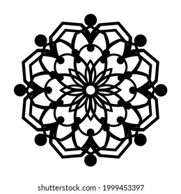 Sencilla forma de Mandala para colorear el libro. Para principiantes, mayores y niños. Dibujo manual. Vector Mandala. Floral. Flor. Oriental. Página Libro. Decoración étnica oriental. Esquema.