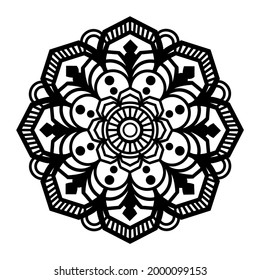 Simple Mandala Shape for Coloring Book. For Beginner, seniors and children. Hand Draw. Vector Mandala. Floral. Flower. Oriental. Book Page. Decoration in ethnic oriental. Outline.