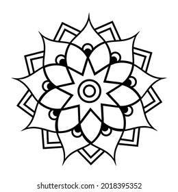 Sencilla forma de Mandala para colorear el libro. Para principiantes, mayores y niños. Dibujo manual. Vector Mandala. Floral. Flor. Oriental. Página Libro. Decoración étnica oriental. Esquema.