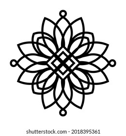 Simple Mandala Shape for Coloring Book. For Beginner, seniors and children. Hand Draw. Vector Mandala. Floral. Flower. Oriental. Book Page. Decoration in ethnic oriental. Outline.