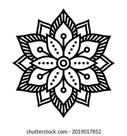 Simple Mandala Shape for Coloring Book. For Beginner, seniors and children. Hand Draw. Vector Mandala. Floral. Flower. Oriental. Book Page. Decoration in ethnic oriental. Outline.