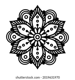 Simple Mandala Shape for Coloring Book. For Beginner, seniors and children. Hand Draw. Vector Mandala. Floral. Flower. Oriental. Book Page. Decoration in ethnic oriental. Outline.
