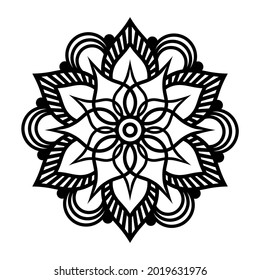Simple Mandala Shape for Coloring Book. For Beginner, seniors and children. Hand Draw. Vector Mandala. Floral. Flower. Oriental. Book Page. Decoration in ethnic oriental. Outline.