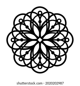 Simple Mandala Shape for Coloring Book. For Beginner, seniors and children. Hand Draw. Vector Mandala. Floral. Flower. Oriental. Book Page. Decoration in ethnic oriental. Outline.