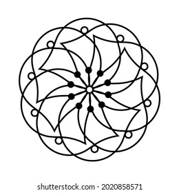 Sencilla forma de Mandala para colorear el libro. Para principiantes, mayores y niños. Dibujo manual. Vector Mandala. Floral. Flor. Oriental. Página Libro. Decoración étnica oriental. Esquema.
