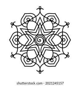 Simple Mandala Shape for Coloring Book. For Beginner, seniors and children. Hand Draw. Vector Mandala. Floral. Flower. Oriental. Book Page. Decoration in ethnic oriental. Outline.