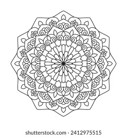 Simple Mandala Shape for Coloring book page