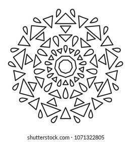 Simple Mandala Shape for Coloring or Decoration. Geometric Mandala. Oriental. Book Page. Outline.